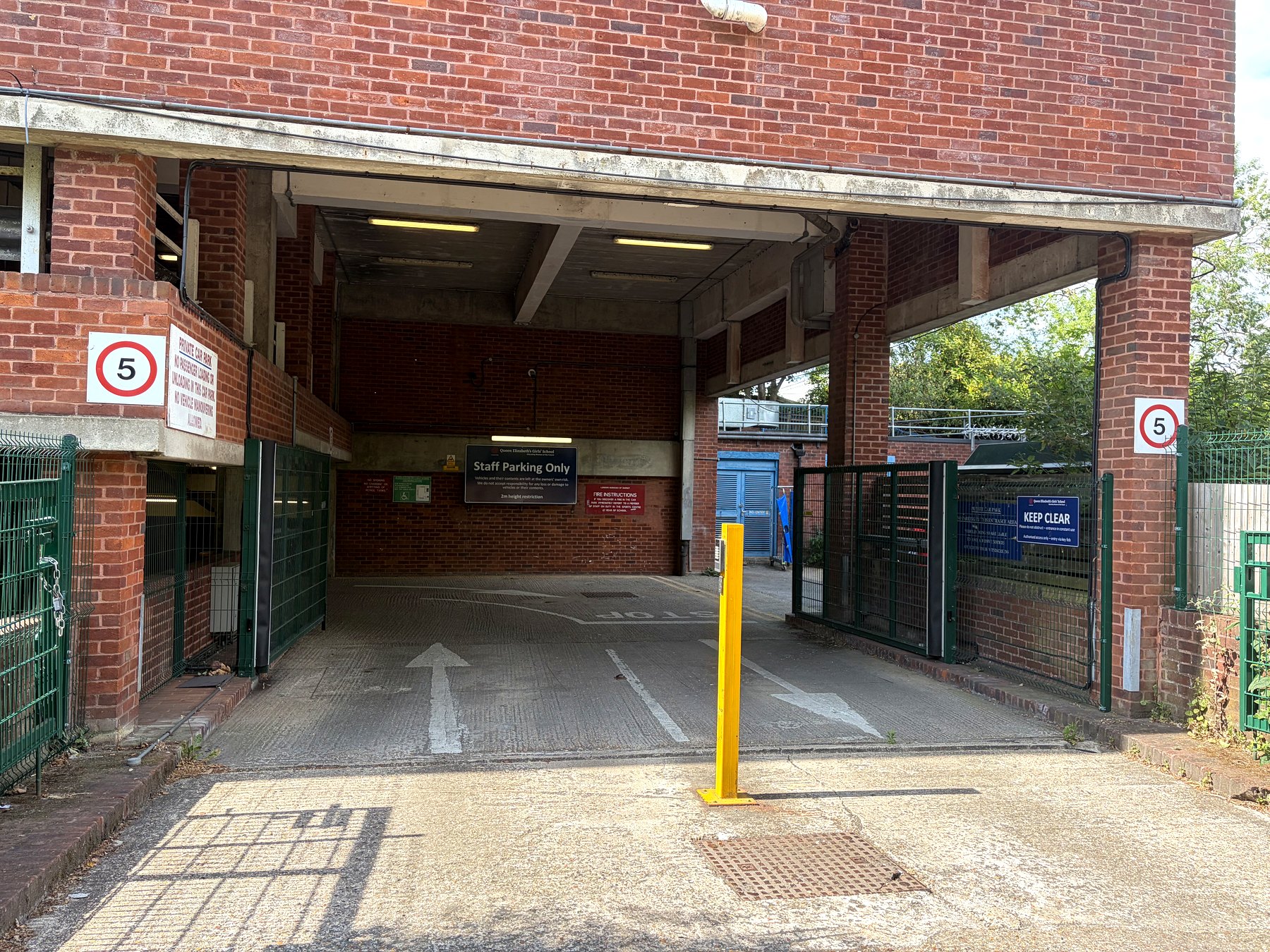 Entrance to the private multi-storey car park